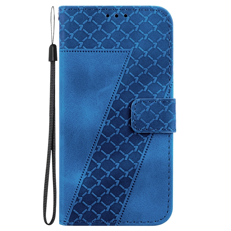 For iPhone 16e Seven-shaped Embossed Leather Phone Case(Blue)