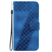 For iPhone 16e Seven-shaped Embossed Leather Phone Case(Blue)