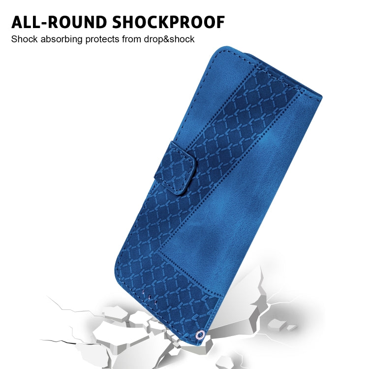 For iPhone 16e Seven-shaped Embossed Leather Phone Case(Blue)