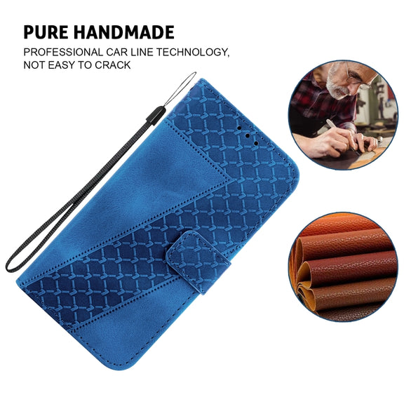 For iPhone 16e Seven-shaped Embossed Leather Phone Case(Blue)