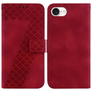 For iPhone 16e Seven-shaped Embossed Leather Phone Case(Red)