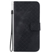 For iPhone 16e Seven-shaped Embossed Leather Phone Case(Black)