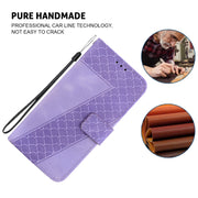 For iPhone 16 Pro Seven-shaped Embossed Leather Phone Case(Purple)