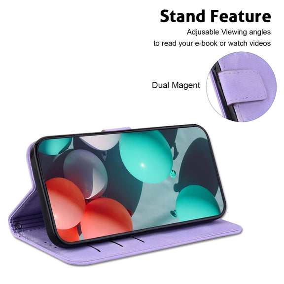 For iPhone 16 Plus Seven-shaped Embossed Leather Phone Case(Purple)