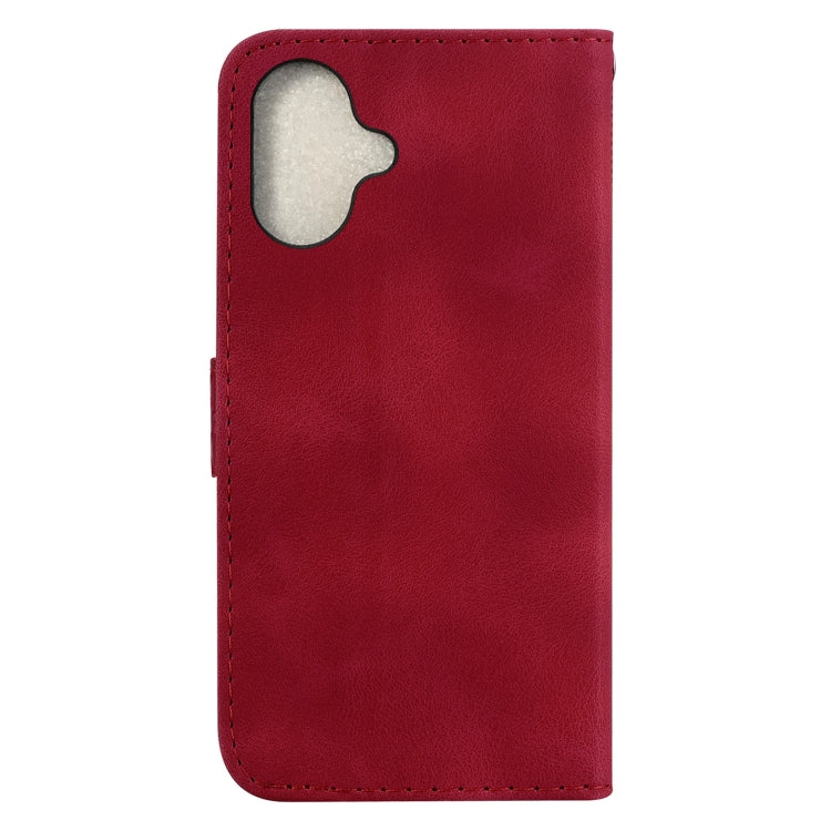 For iPhone 16 Seven-shaped Embossed Leather Phone Case(Red)