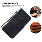 For iPhone 16 Seven-shaped Embossed Leather Phone Case(Black)