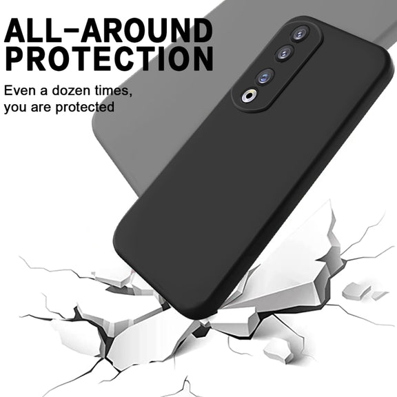 For Honor 90 Pro Solid Color Liquid Silicone Dropproof Full Coverage Phone Case(Black)