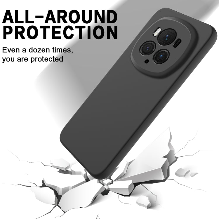 For Honor Magic6 Pro Pure Color Liquid Silicone Shockproof Phone Case(Black)