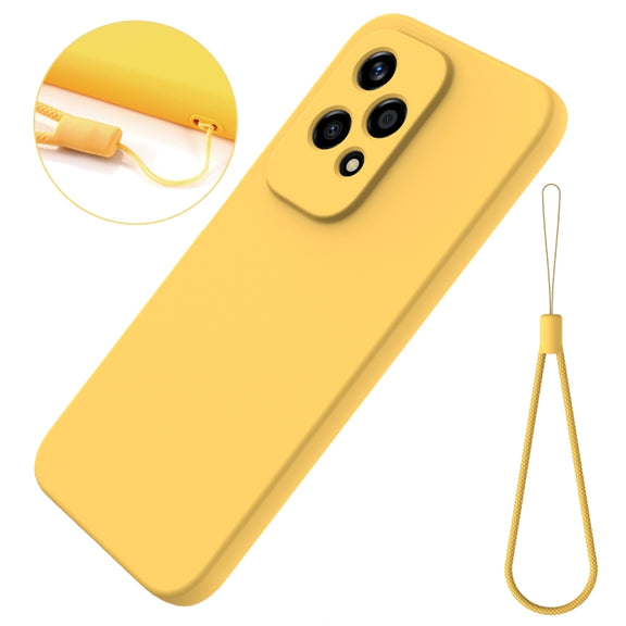 For Honor 200 Lite Global Solid Color Liquid Silicone Dropproof Full Coverage Phone Case(Yellow)