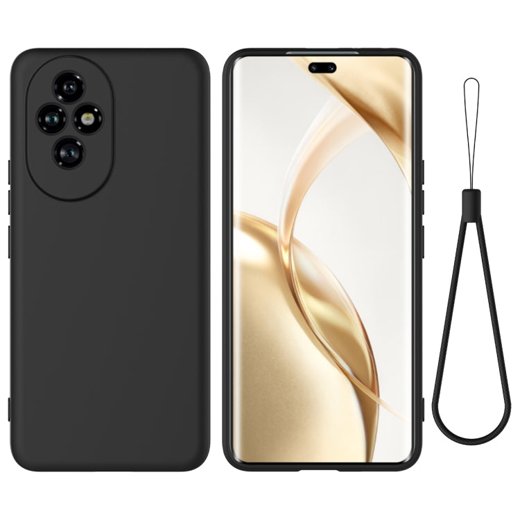For Honor 200 Solid Color Liquid Silicone Dropproof Full Coverage Phone Case(Black)