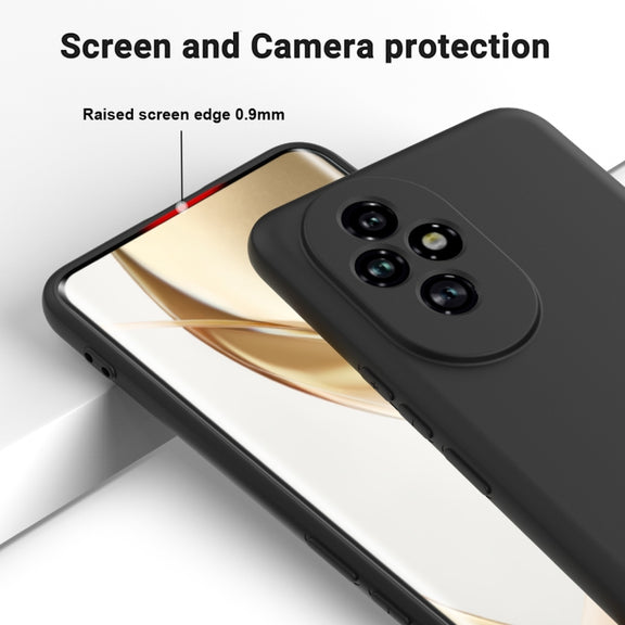 For Honor 200 Solid Color Liquid Silicone Dropproof Full Coverage Phone Case(Black)