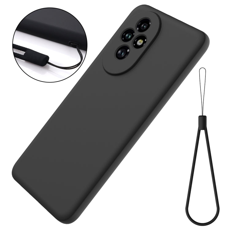 For Honor 200 Solid Color Liquid Silicone Dropproof Full Coverage Phone Case(Black)