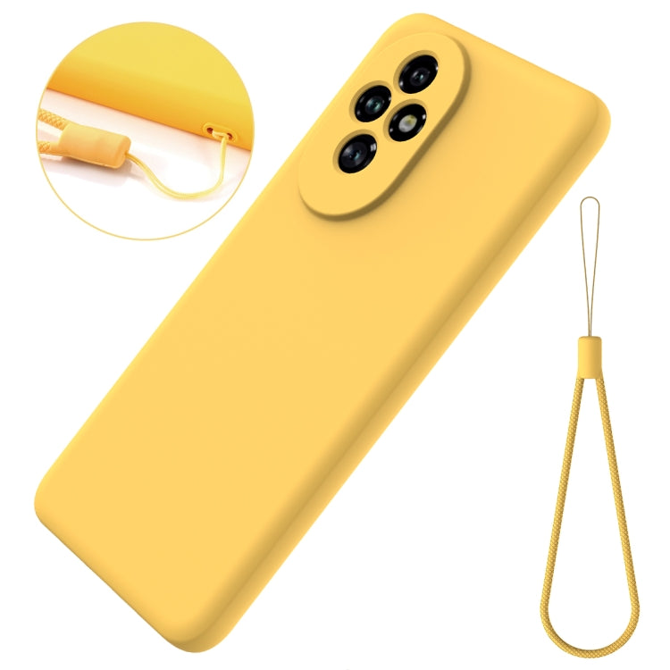 For Honor 200 Solid Color Liquid Silicone Dropproof Full Coverage Phone Case(Yellow)