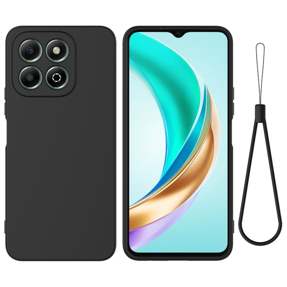 For Honor X6b 4G Solid Color Liquid Silicone Dropproof Full Coverage Phone Case(Black)