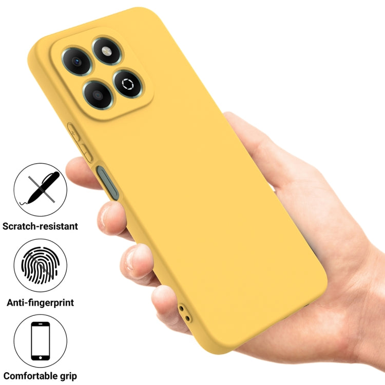 For Honor X6b 4G Solid Color Liquid Silicone Dropproof Full Coverage Phone Case(Yellow)