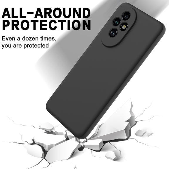 For Honor 200 Pro Solid Color Liquid Silicone Dropproof Full Coverage Phone Case(Black)