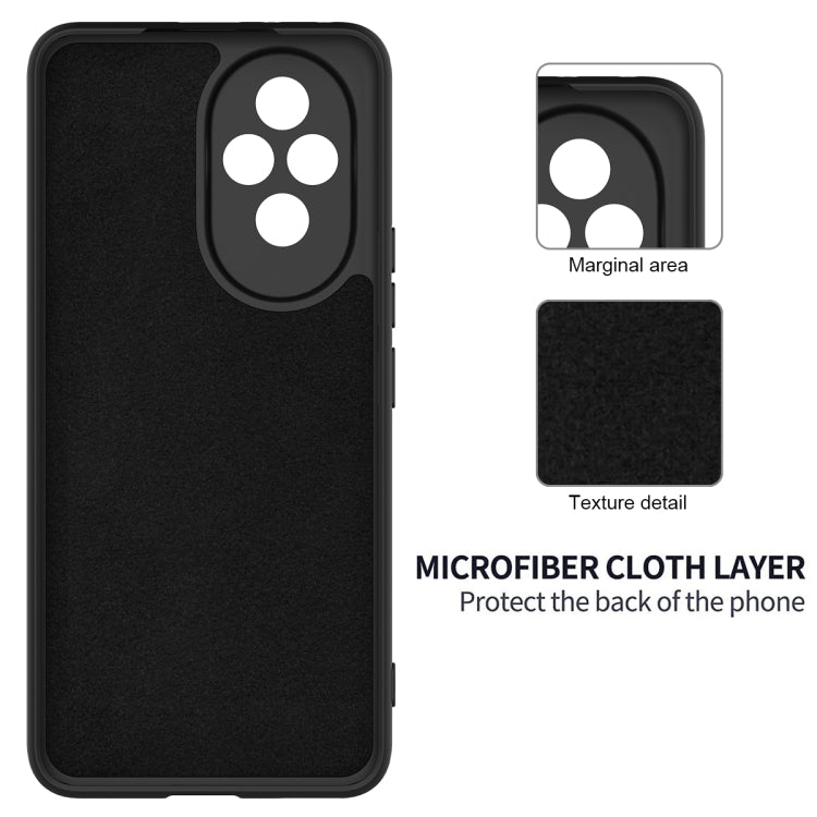 For Honor 200 Pro Solid Color Liquid Silicone Dropproof Full Coverage Phone Case(Black)
