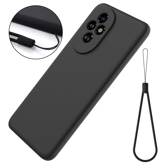 For Honor 200 Pro Solid Color Liquid Silicone Dropproof Full Coverage Phone Case(Black)
