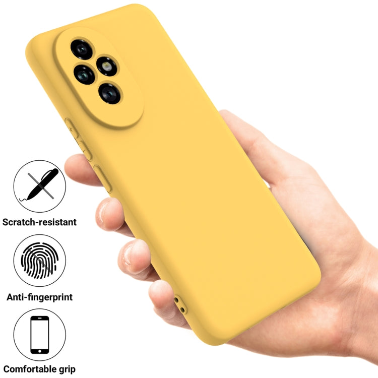 For Honor 200 Pro Solid Color Liquid Silicone Dropproof Full Coverage Phone Case(Yellow)