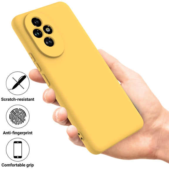 For Honor 200 Pro Solid Color Liquid Silicone Dropproof Full Coverage Phone Case(Yellow)