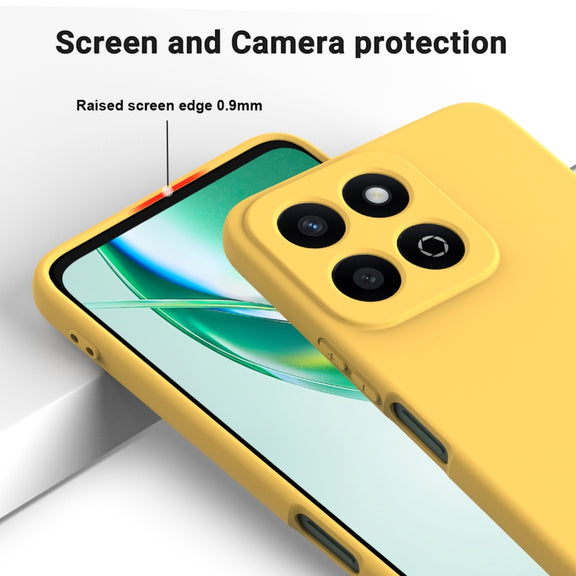 For Honor X7c / Play 200 Plus Solid Color Liquid Silicone Dropproof Full Coverage Phone Case(Yellow)