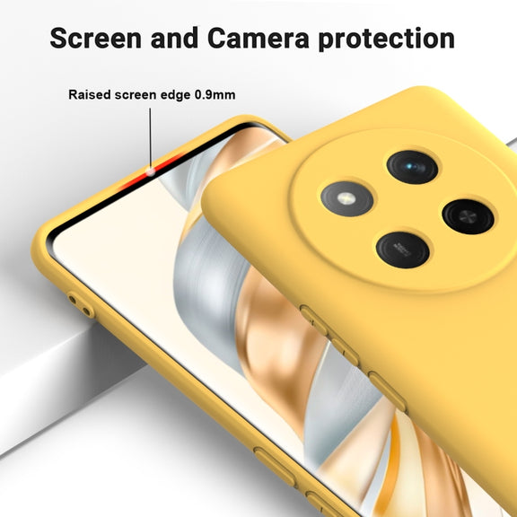 For Honor X60 Pro Solid Color Liquid Silicone Dropproof Full Coverage Phone Case(Yellow)