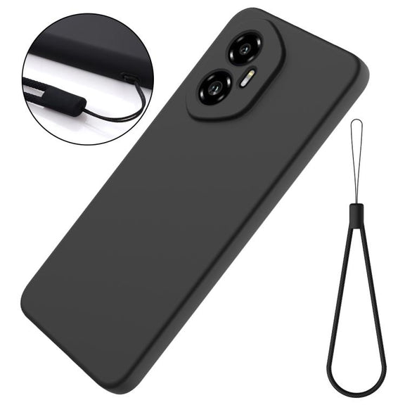 For Honor 300 Solid Color Liquid Silicone Dropproof Full Coverage Phone Case(Black)