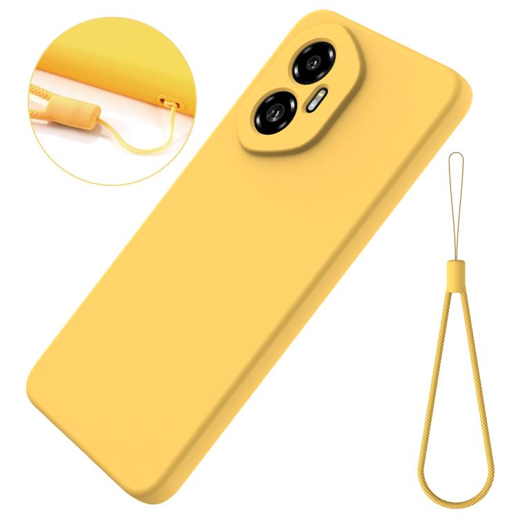 For Honor 300 Solid Color Liquid Silicone Dropproof Full Coverage Phone Case(Yellow)