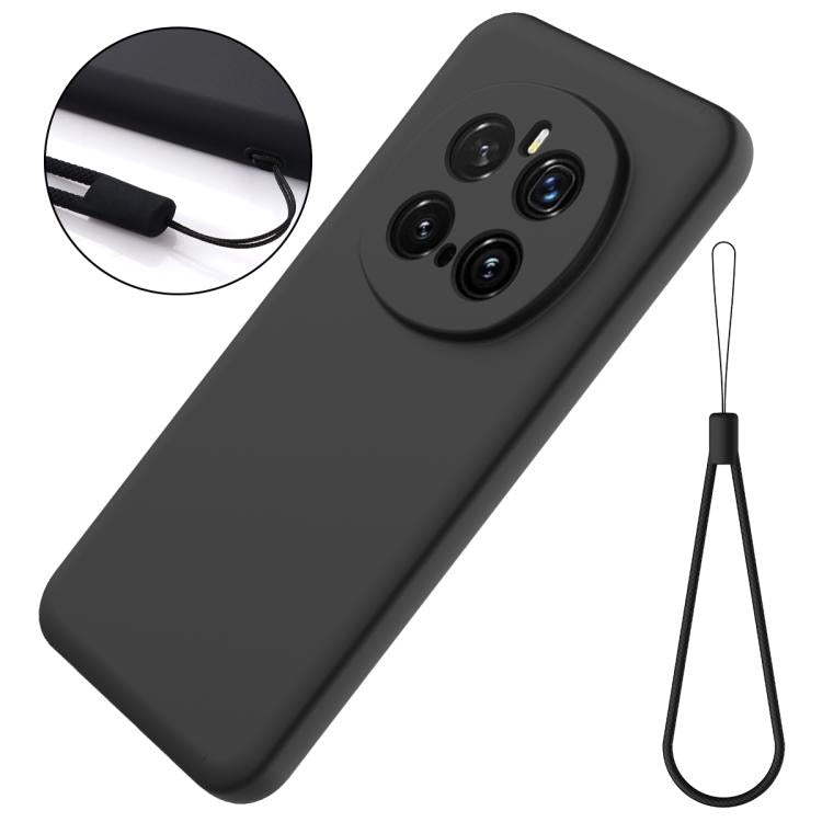 For Honor Magic7 Pro Solid Color Liquid Silicone Dropproof Full Coverage Phone Case(Black)