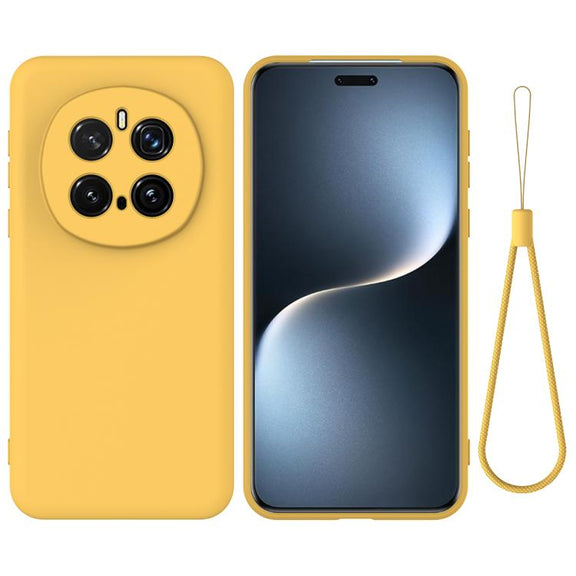 For Honor Magic7 Pro Solid Color Liquid Silicone Dropproof Full Coverage Phone Case(Yellow)