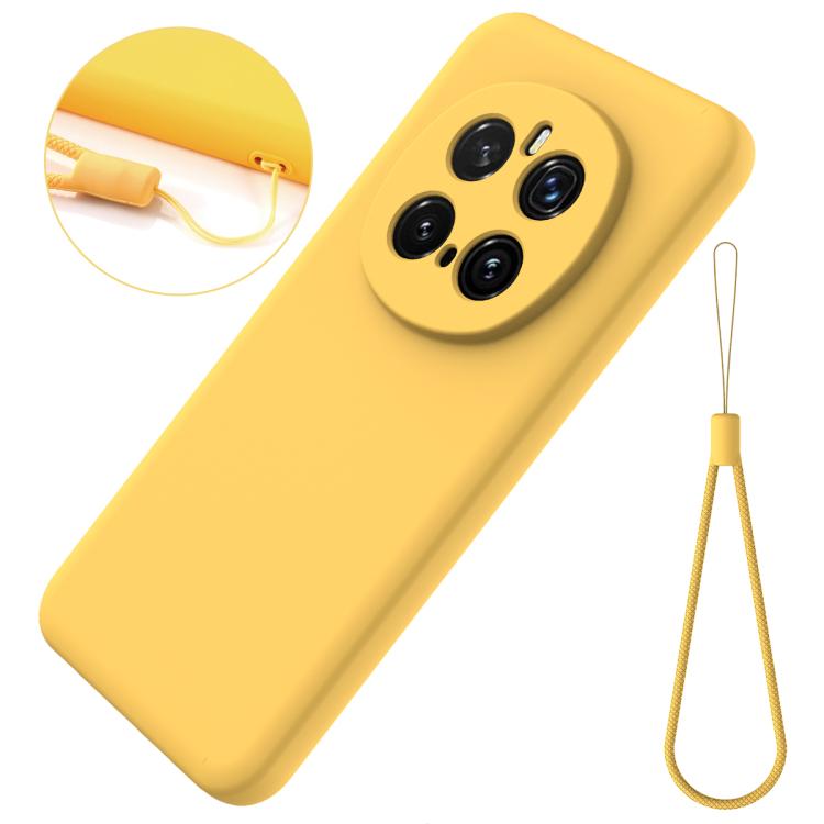 For Honor Magic7 Pro Solid Color Liquid Silicone Dropproof Full Coverage Phone Case(Yellow)