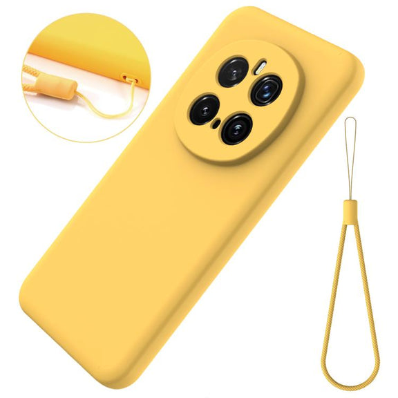 For Honor Magic7 Pro Solid Color Liquid Silicone Dropproof Full Coverage Phone Case(Yellow)
