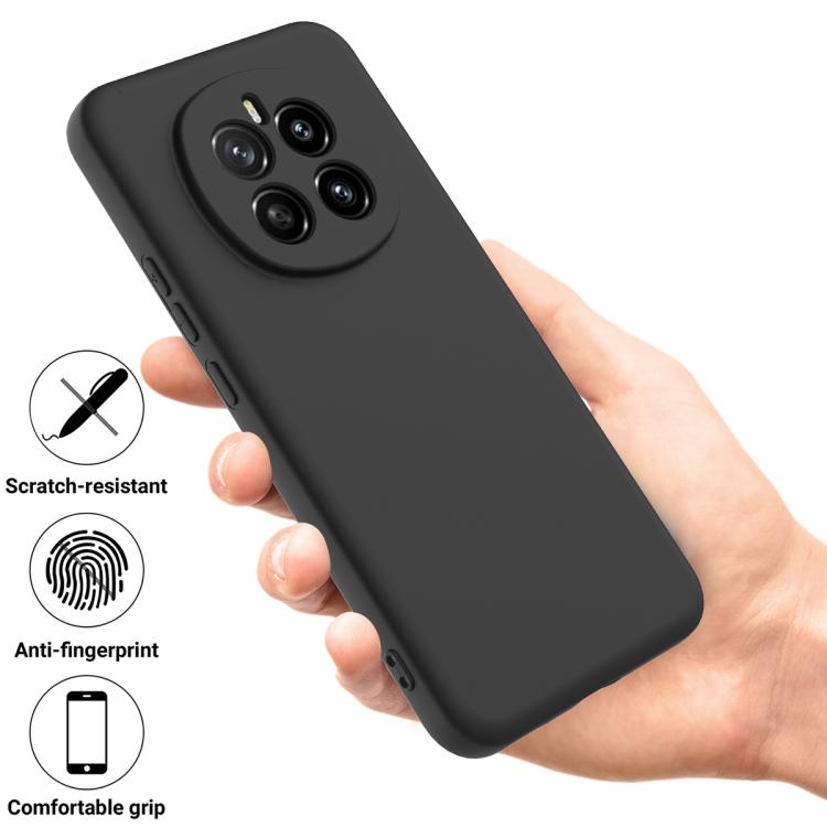 For Honor Magic7 Solid Color Liquid Silicone Dropproof Full Coverage Phone Case(Black)