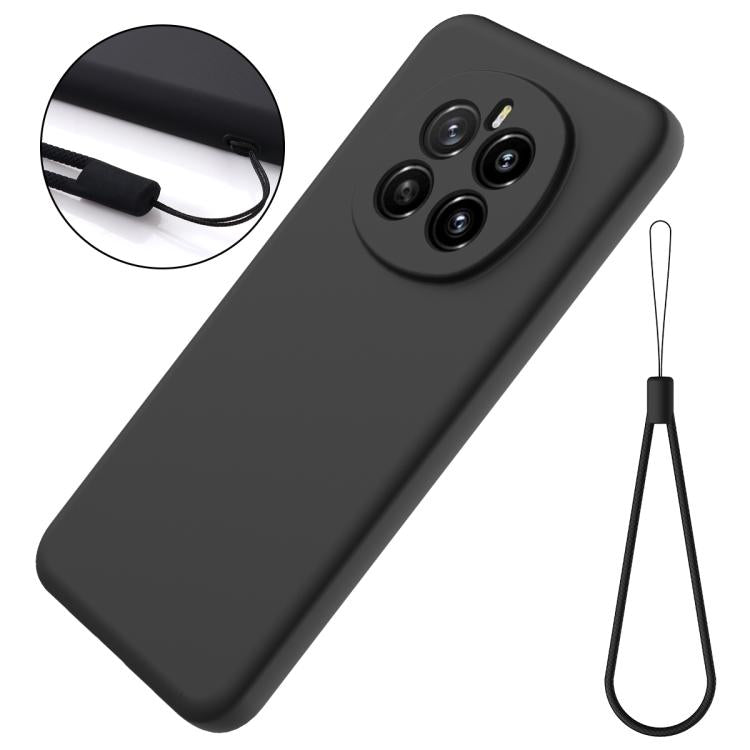 For Honor Magic7 Solid Color Liquid Silicone Dropproof Full Coverage Phone Case(Black)