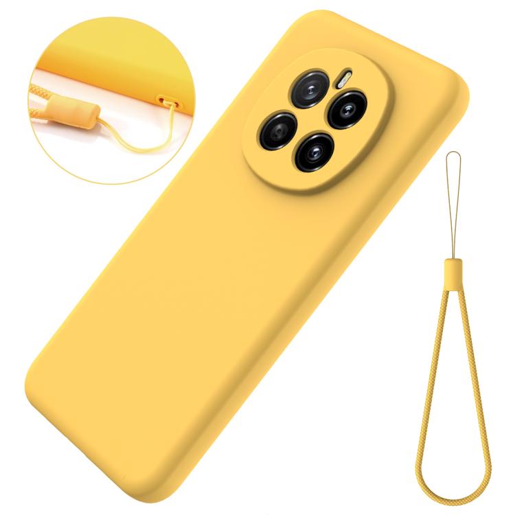 For Honor Magic7 Solid Color Liquid Silicone Dropproof Full Coverage Phone Case(Yellow)