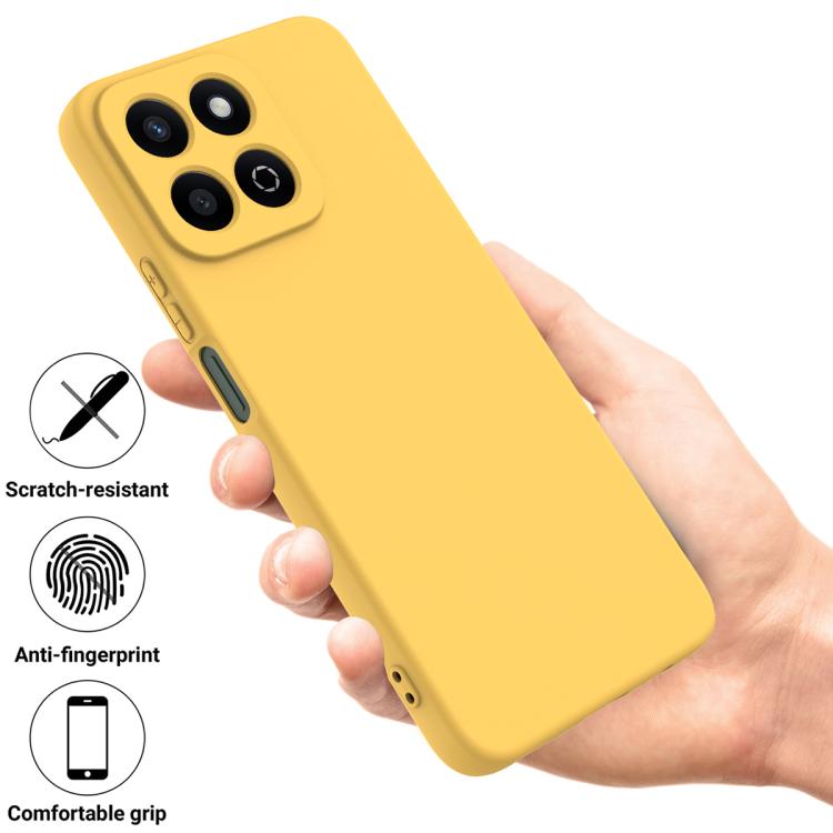 For Honor X6b 5G / Play 60 Plus Solid Color Liquid Silicone Dropproof Full Coverage Phone Case(Yellow)