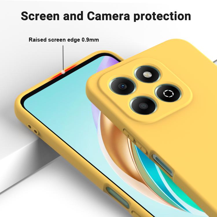 For Honor X6c 4G Solid Color Liquid Silicone Dropproof Full Coverage Phone Case(Yellow)