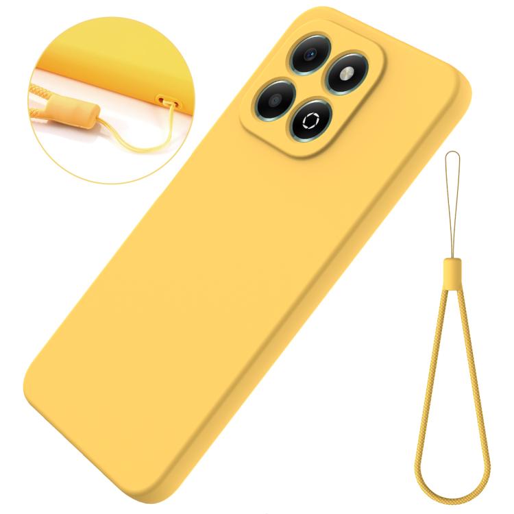 For Honor X6c 4G Solid Color Liquid Silicone Dropproof Full Coverage Phone Case(Yellow)