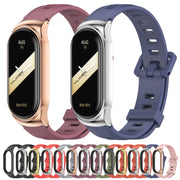 For Xiaomi Mi Band 8 Mijobs CS Case Flat Hole Silicone Watch Band(Wine Red Rose Gold)
