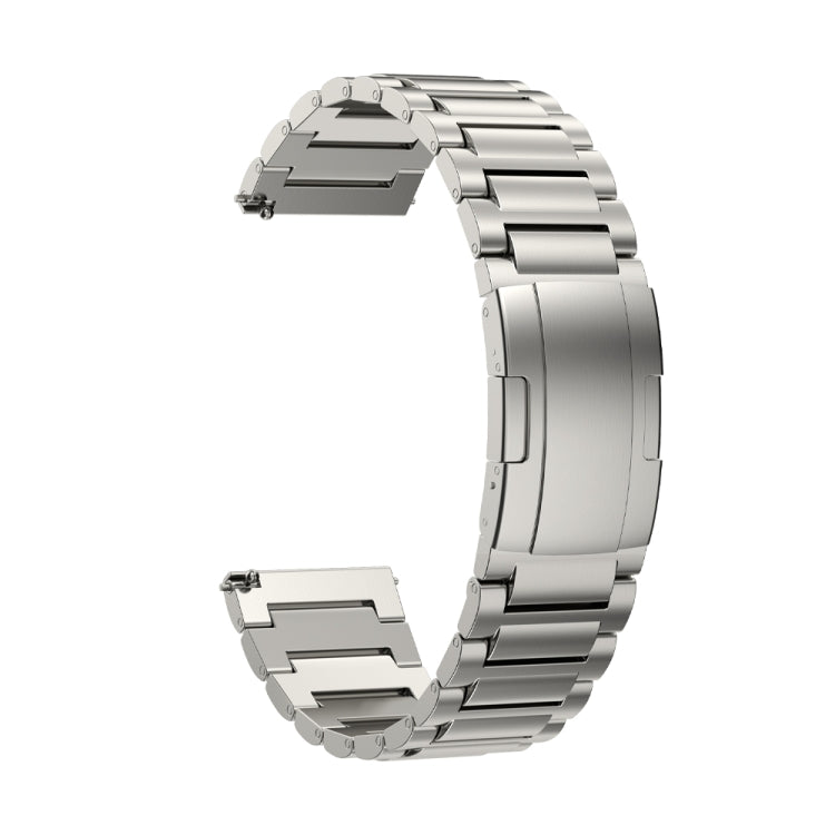 22mm Three Strains Vertical Riser Turtle Buckle Titanium Metal Watch Band(Titanium Gray)