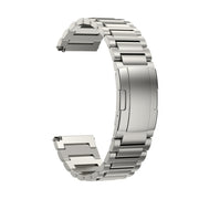 22mm Three Strains Vertical Riser Turtle Buckle Titanium Metal Watch Band(Titanium Gray)
