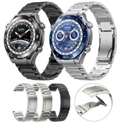 22mm Three Strains Vertical Riser Turtle Buckle Titanium Metal Watch Band(Black)