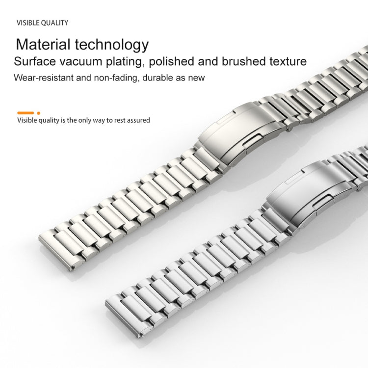 22mm Three Strains Vertical Riser Turtle Buckle Titanium Metal Watch Band(Black)