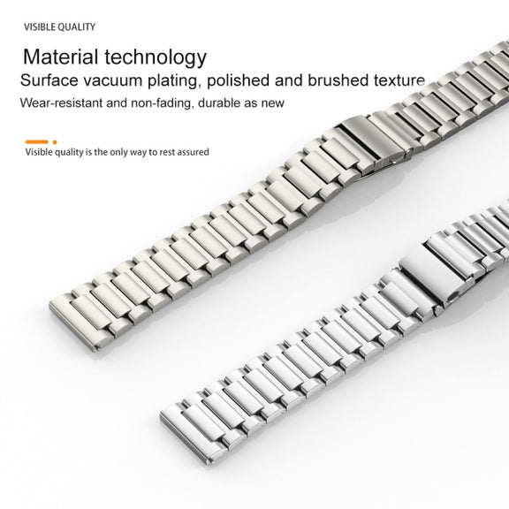 22mm Three Strains Jump Buckle Titanium Metal Watch Band(Titanium Gray)