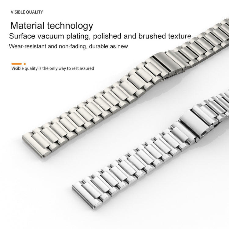 22mm Three Strains Jump Buckle Titanium Metal Watch Band(Titanium Gray)