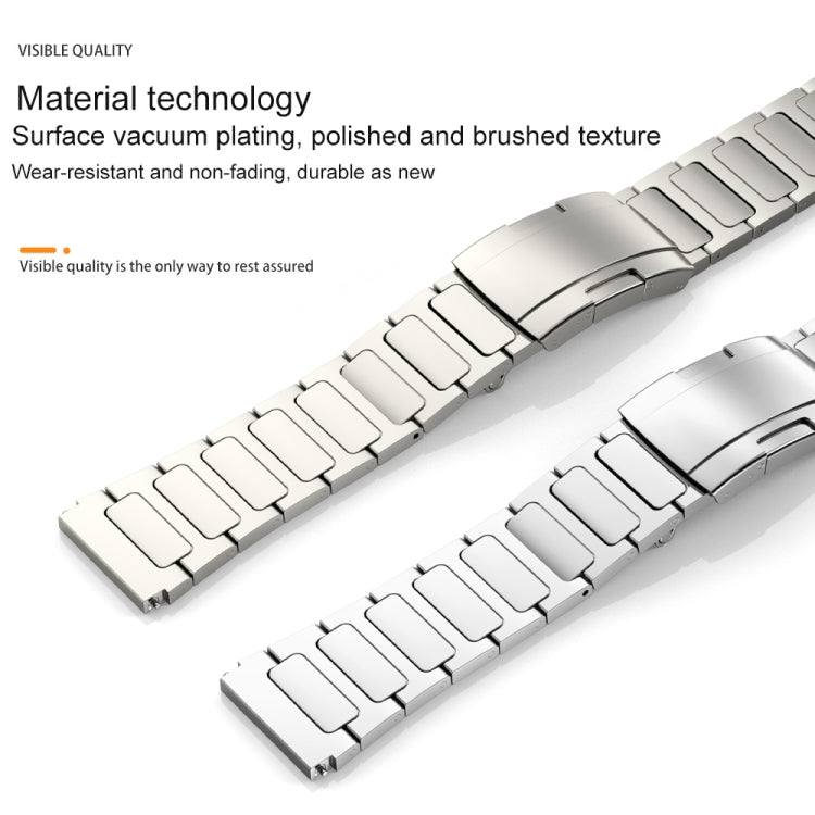 22mm Three Strains Uplift Turtle Buckle Titanium Metal Watch Band(Silver)