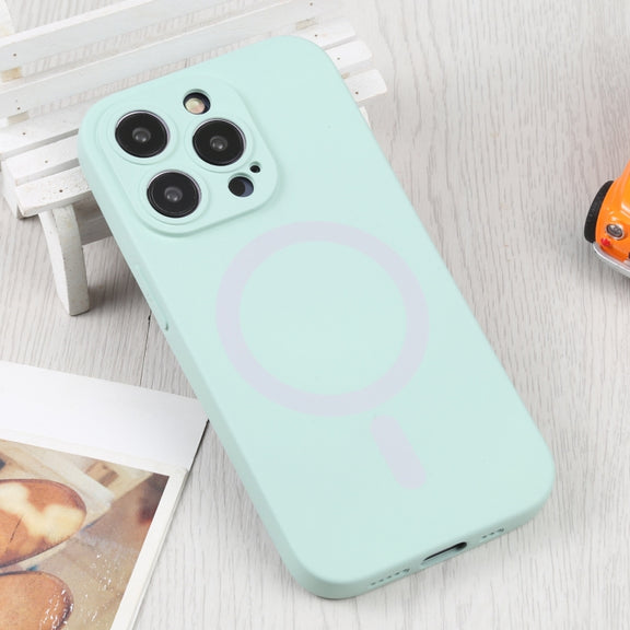 For iPhone 15 Pro Liquid Silicone Magsafe Phone Case(Light Cyan)