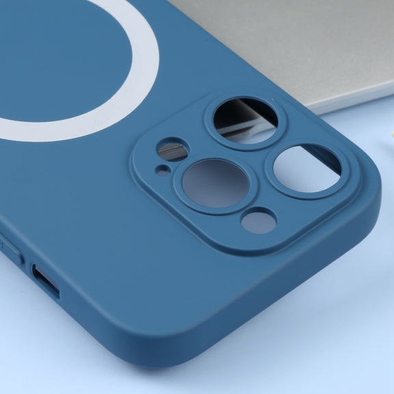 For iPhone 16 Pro Max Liquid Silicone Magsafe Phone Case(Blue)
