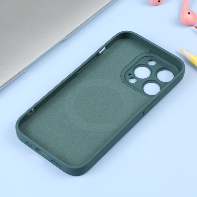For iPhone 16 Pro Max Liquid Silicone Magsafe Phone Case(Dark Green)