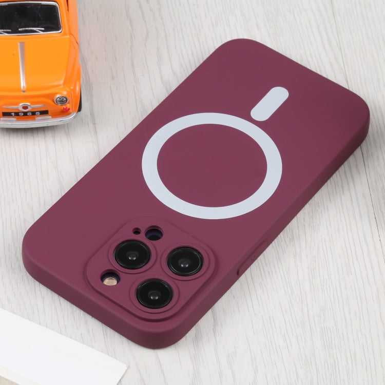 For iPhone 16 Pro Max Liquid Silicone Magsafe Phone Case(Wine Red)
